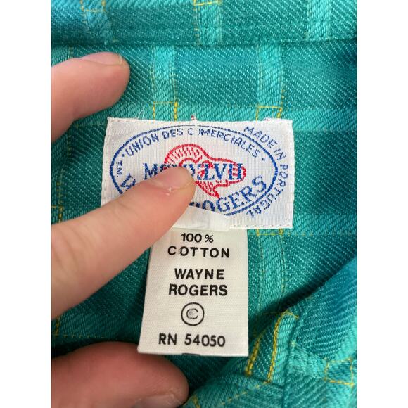 Wayne Rogers Vintage Grid Check Plaid Button Up Shirt SZ Small Country Western - Picture 5 of 5